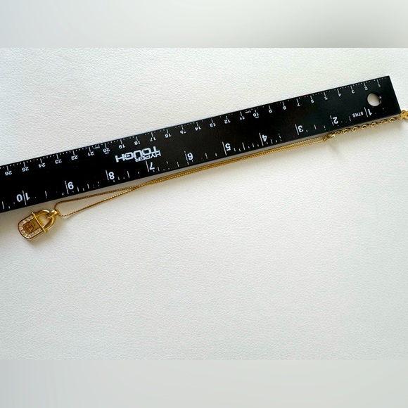 DIOR Gold Tone CD Necklace with Rhinestones in Excellent Condition - Picture 8 of 8